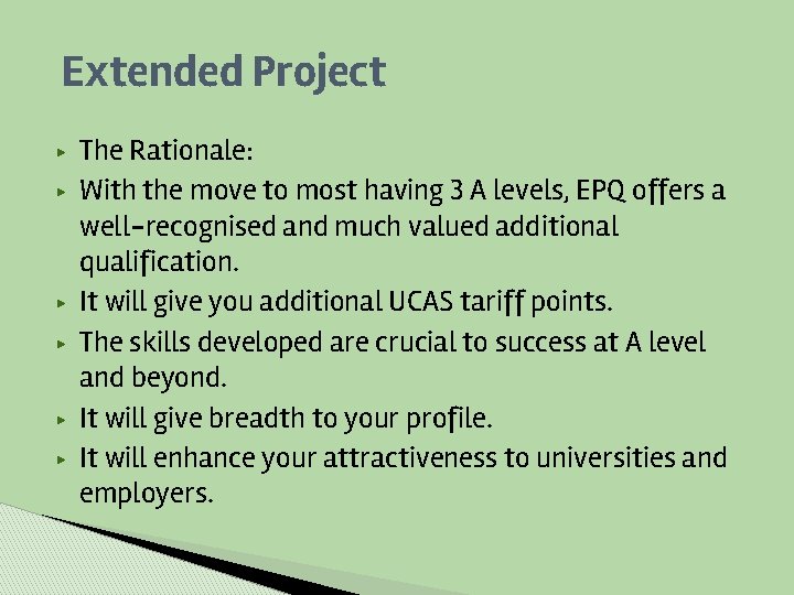 Extended Project ▶ ▶ ▶ The Rationale: With the move to most having 3