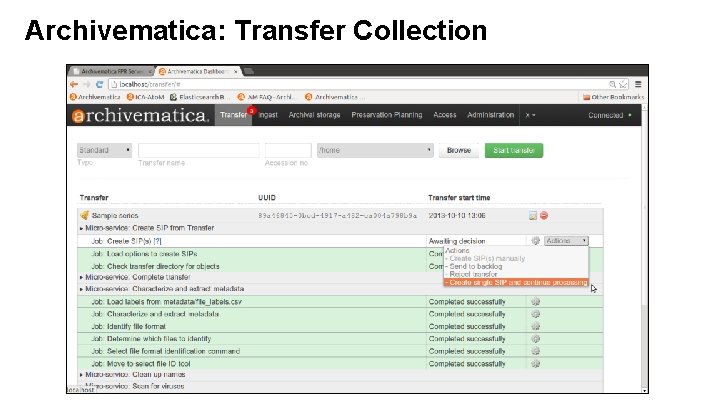 Archivematica: Transfer Collection 