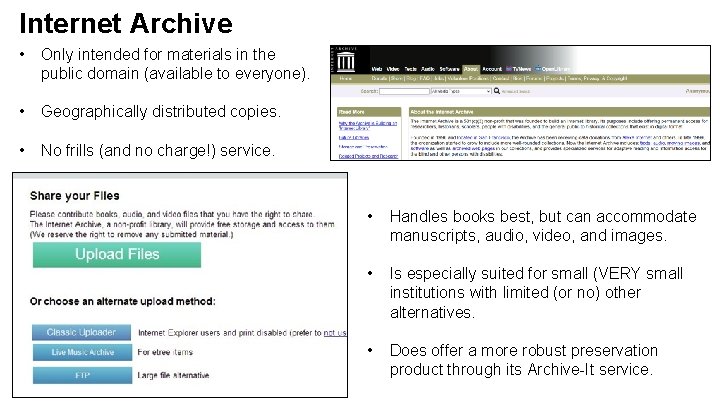 Internet Archive • Only intended for materials in the public domain (available to everyone).