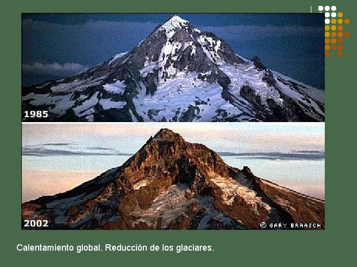 Calentamiento global. Reducción de los glaciares. 