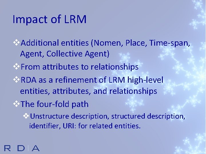 Impact of LRM v. Additional entities (Nomen, Place, Time-span, Agent, Collective Agent) v. From