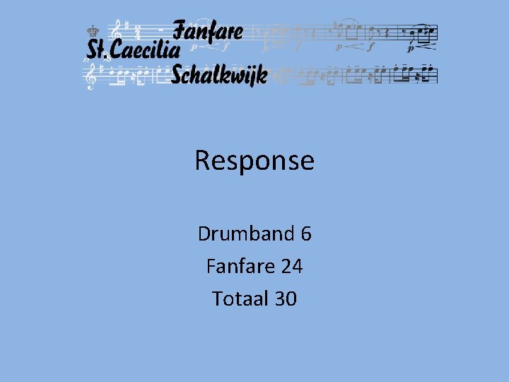 Response Drumband 6 Fanfare 24 Totaal 30 