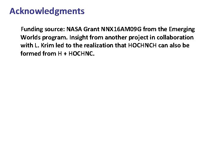 Acknowledgments Funding source: NASA Grant NNX 16 AM 09 G from the Emerging Worlds Acknowledgments Funding source: NASA Grant NNX 16 AM 09 G from the Emerging Worlds