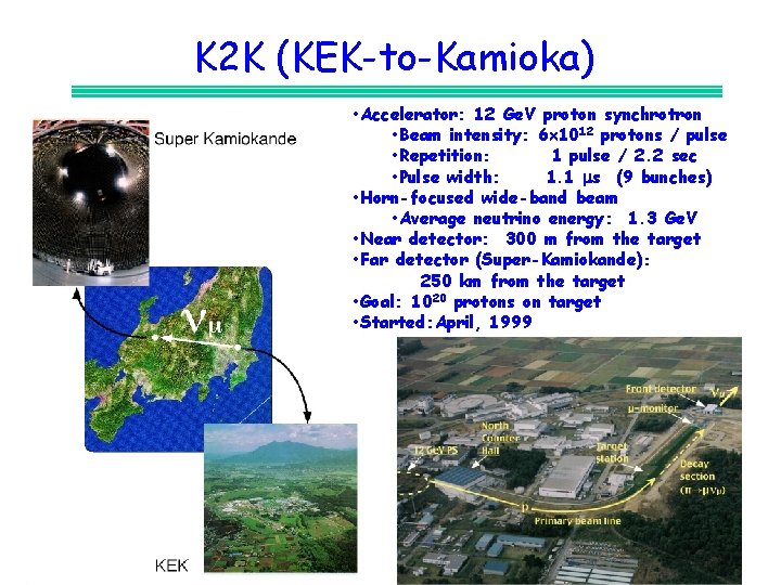 K 2 K (KEK-to-Kamioka) • Accelerator： 12 Ge. V proton synchrotron • Beam intensity：