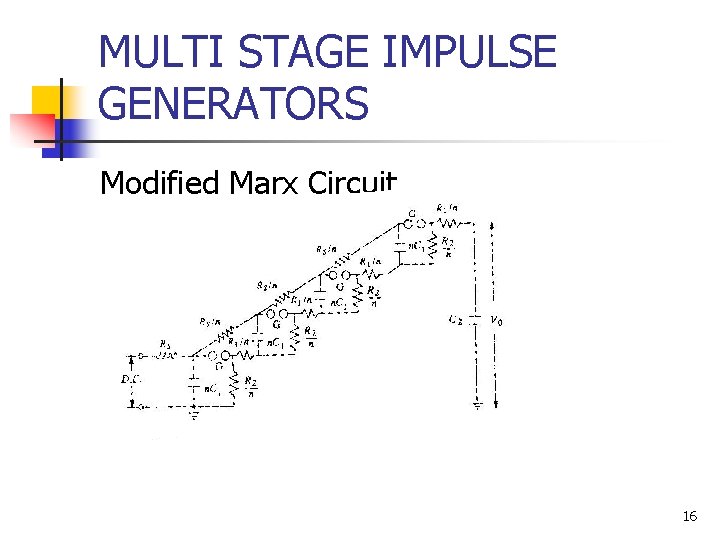 MULTI STAGE IMPULSE GENERATORS Modified Marx Circuit 16 