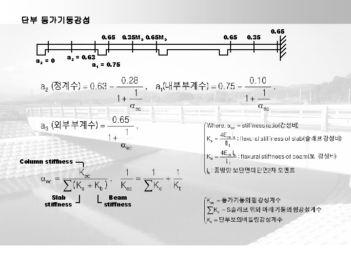 단부 등가기둥강성 0. 65 a 3 = 0 0. 35 M 0 0. 65