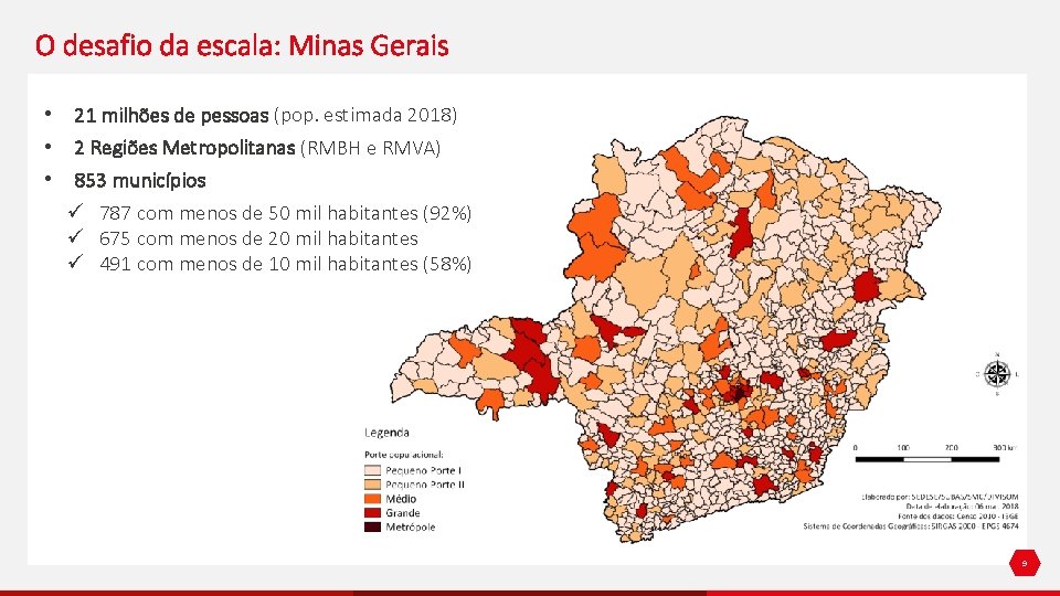 O desafio da escala: Minas Gerais • • • 21 milhões de pessoas (pop.