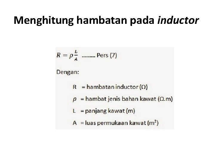 Menghitung hambatan pada inductor 