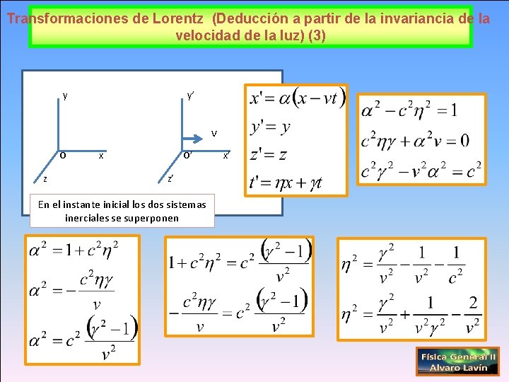 Transformaciones de Lorentz (Deducción a partir de la invariancia de la velocidad de la