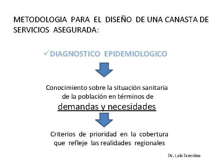 METODOLOGIA PARA EL DISEÑO DE UNA CANASTA DE SERVICIOS ASEGURADA: üDIAGNOSTICO EPIDEMIOLOGICO Conocimiento sobre