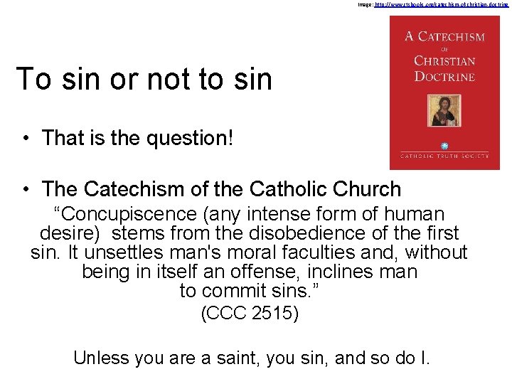 Image: http: //www. ctsbooks. org/catechism-of-christian-doctrine To sin or not to sin • That is