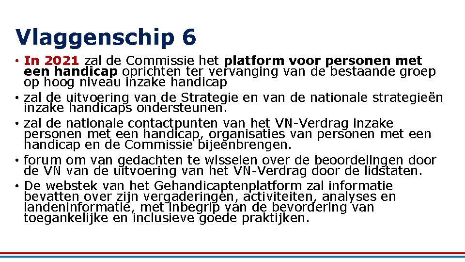 Vlaggenschip 6 • In 2021 zal de Commissie het platform voor personen met een