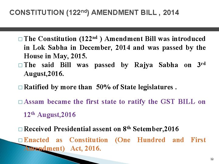 CONSTITUTION (122 nd) AMENDMENT BILL , 2014 � The Constitution (122 nd ) Amendment