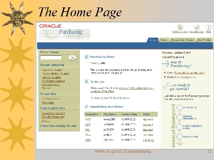 The Home Page www. csc. cps. k 12. il. uspurchasing 12 