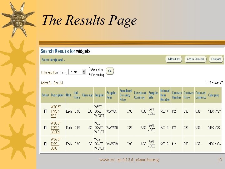 The Results Page www. csc. cps. k 12. il. uspurchasing 17 