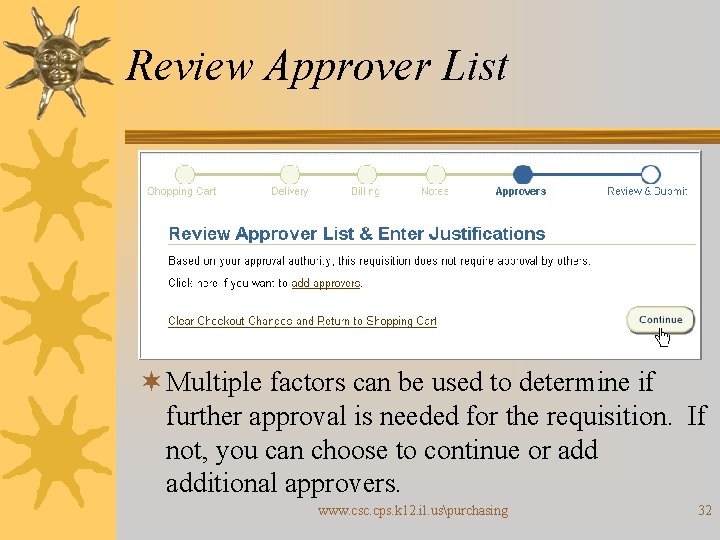 Review Approver List ¬ Multiple factors can be used to determine if further approval