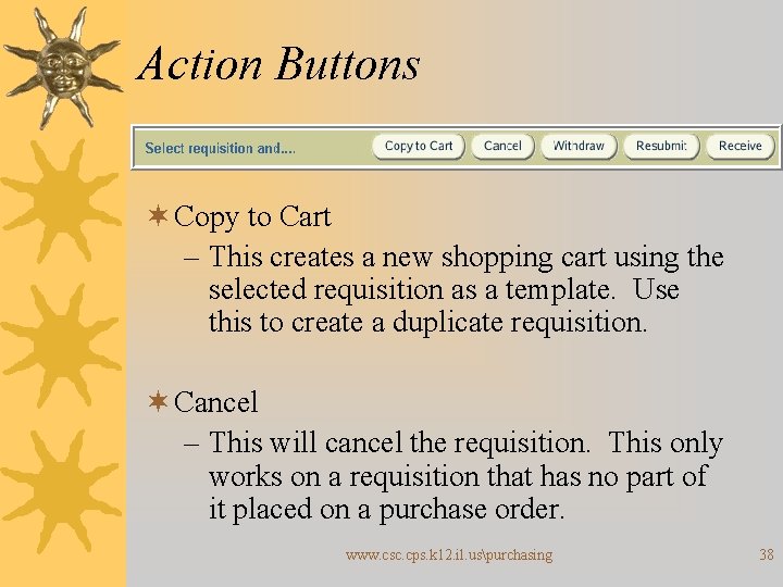 Action Buttons ¬ Copy to Cart – This creates a new shopping cart using