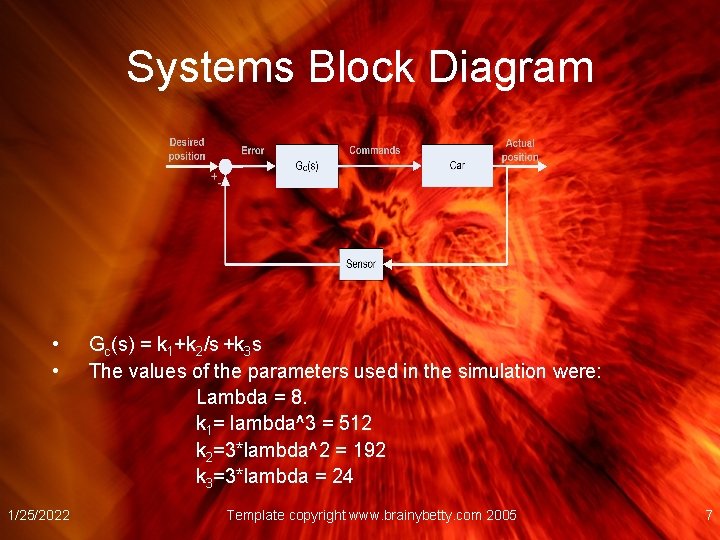 Systems Block Diagram • • 1/25/2022 Gc(s) = k 1+k 2/s +k 3 s