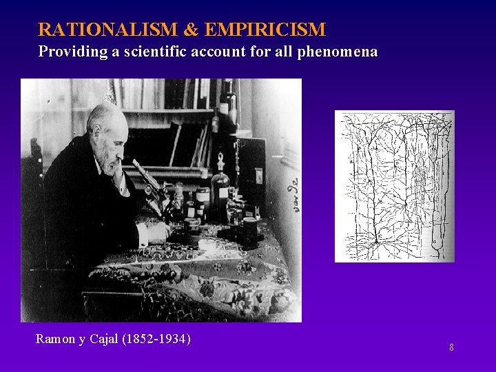 RATIONALISM & EMPIRICISM Providing a scientific account for all phenomena Ramon y Cajal (1852