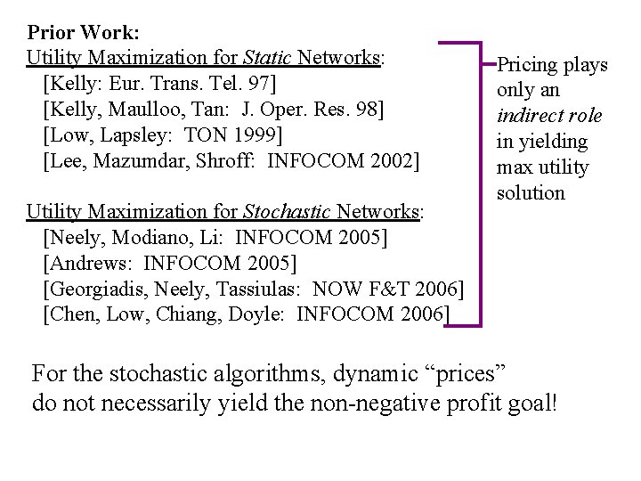 Prior Work: Utility Maximization for Static Networks: [Kelly: Eur. Trans. Tel. 97] [Kelly, Maulloo,