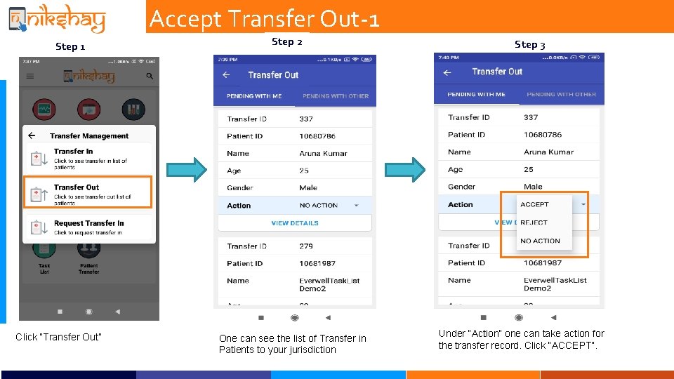 Accept Transfer Out-1 Step 1 Click “Transfer Out” Step 2 One can see the