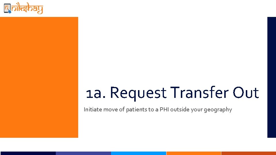 1 a. Request Transfer Out Initiate move of patients to a PHI outside your