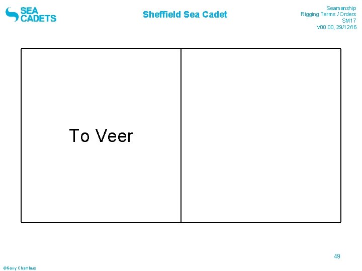 Sheffield Sea Cadet To Veer Seamanship Rigging Terms / Orders SM 17 V 00.