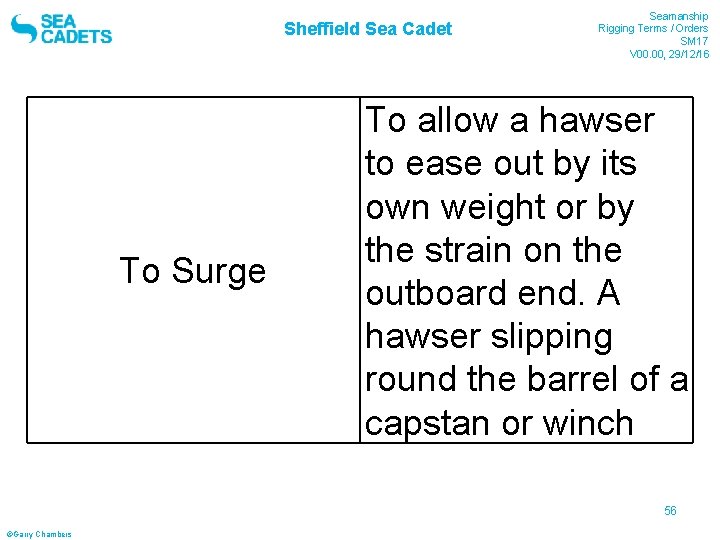 Sheffield Sea Cadet To Surge Seamanship Rigging Terms / Orders SM 17 V 00.