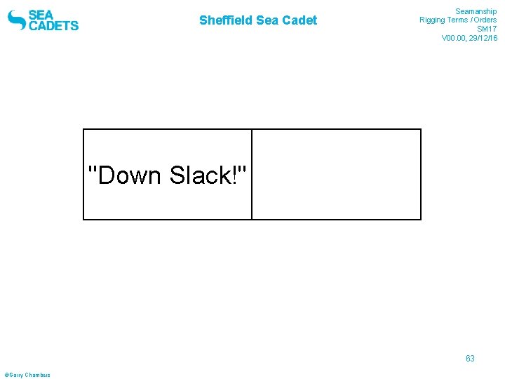 Sheffield Sea Cadet Seamanship Rigging Terms / Orders SM 17 V 00. 00, 29/12/16