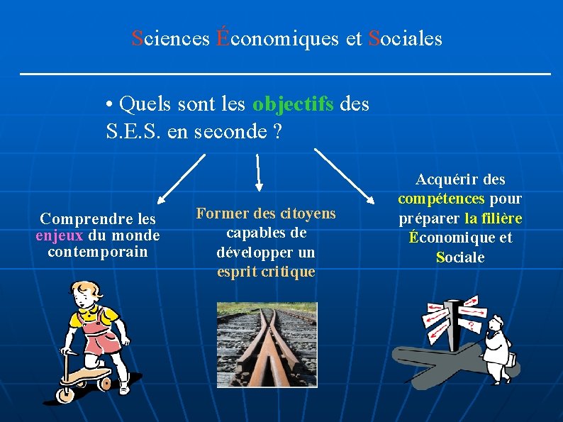 Sciences Économiques et Sociales • Quels sont les objectifs des S. E. S. en
