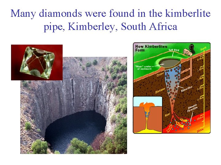 Many diamonds were found in the kimberlite pipe, Kimberley, South Africa 