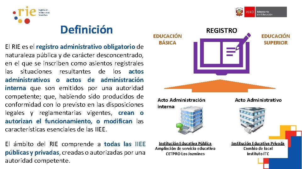 Definición El RIE es el registro administrativo obligatorio de naturaleza pública y de carácter