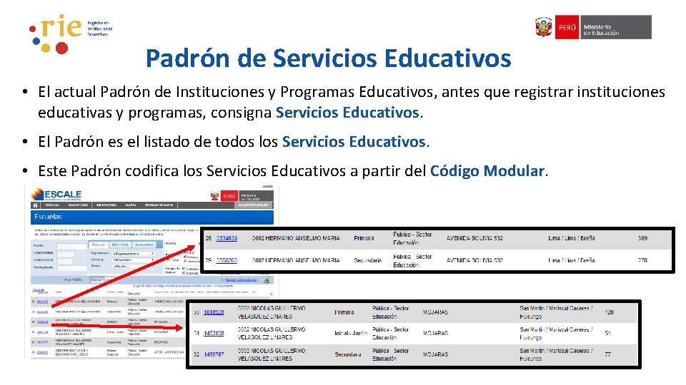 Padrón de Servicios Educativos • El actual Padrón de Instituciones y Programas Educativos, antes