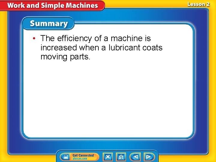  • The efficiency of a machine is increased when a lubricant coats moving