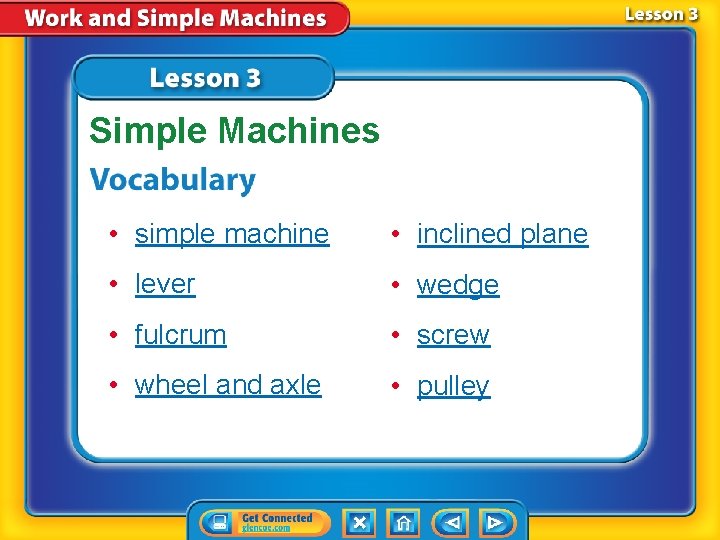 Simple Machines • simple machine • inclined plane • lever • wedge • fulcrum