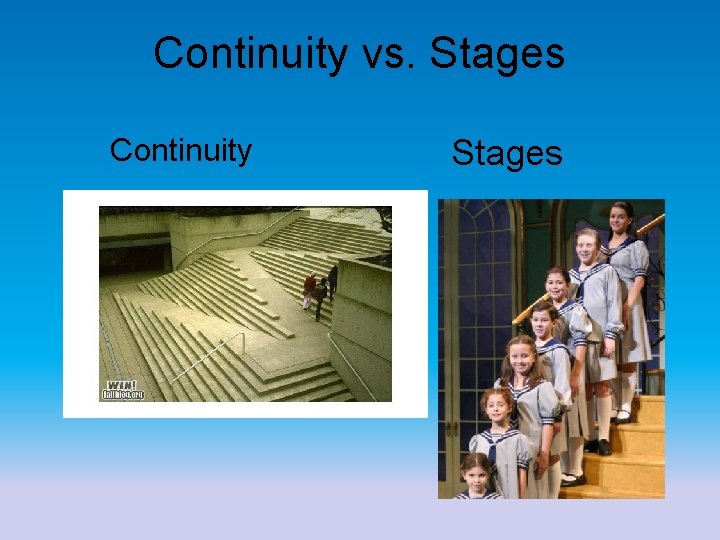 Continuity vs. Stages Continuity Stages 