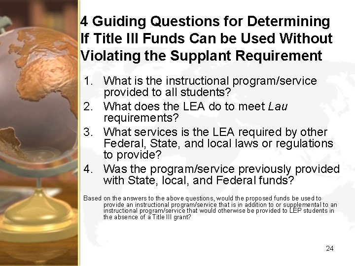 4 Guiding Questions for Determining If Title III Funds Can be Used Without Violating