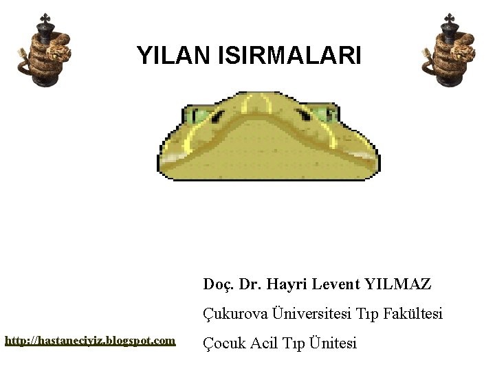 YILAN ISIRMALARI Doç. Dr. Hayri Levent YILMAZ Çukurova Üniversitesi Tıp Fakültesi http: //hastaneciyiz. blogspot.