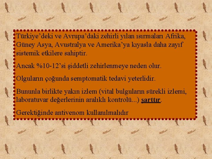 Türkiye’deki ve Avrupa’daki zehirli yılan ısırmaları Afrika, Güney Asya, Avustralya ve Amerika’ya kıyasla daha