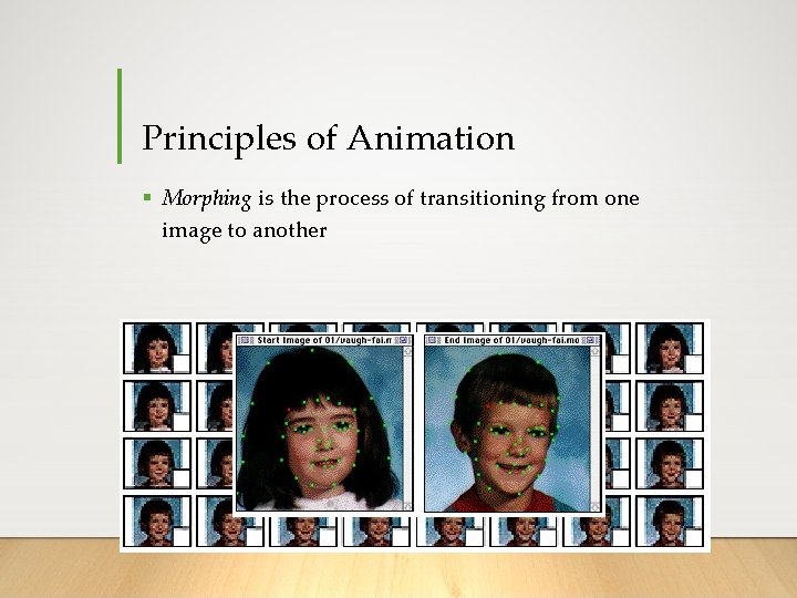 Principles of Animation § Morphing is the process of transitioning from one image to