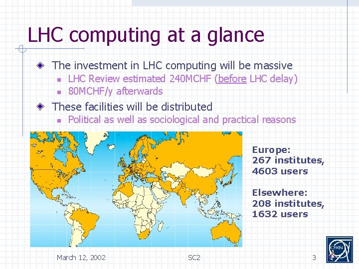 LHC computing at a glance The investment in LHC computing will be massive n