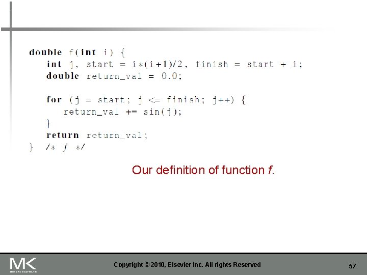 Our definition of function f. Copyright © 2010, Elsevier Inc. All rights Reserved 57