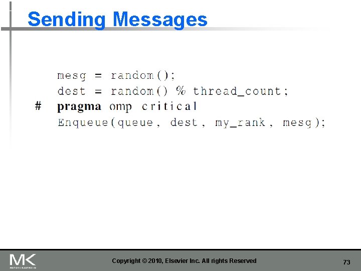Sending Messages Copyright © 2010, Elsevier Inc. All rights Reserved 73 