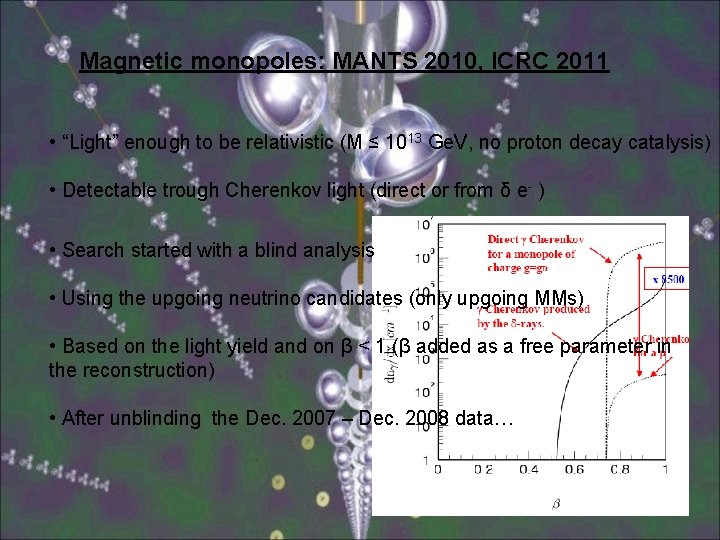 Magnetic monopoles: MANTS 2010, ICRC 2011 • “Light” enough to be relativistic (M ≤