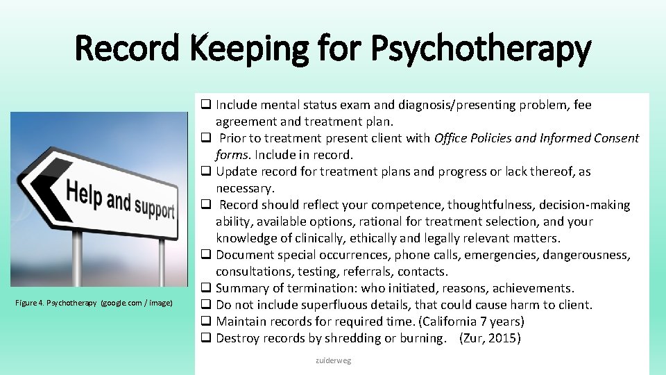 Record Keeping for Psychotherapy Figure 4. Psychotherapy (google. com / image) q Include mental