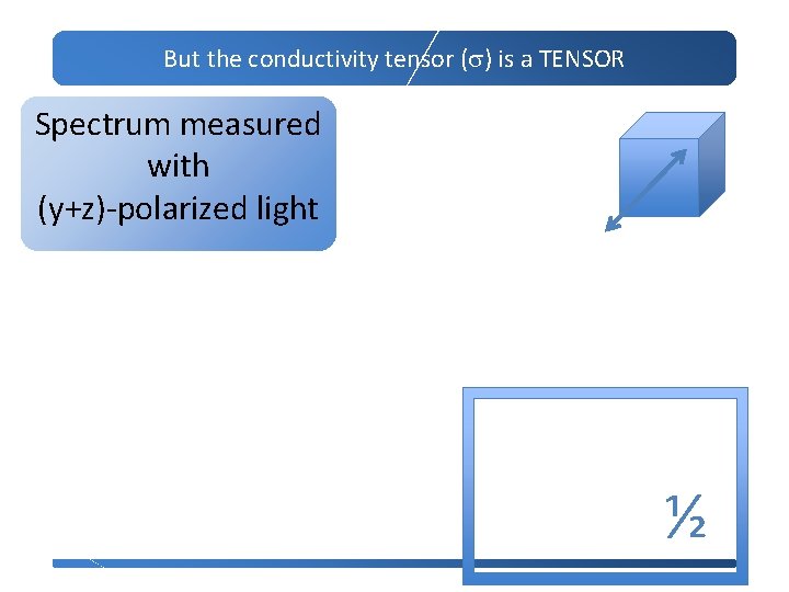 But the conductivity tensor (s) is a TENSOR Spectrum measured with (y+z)-polarized light ½