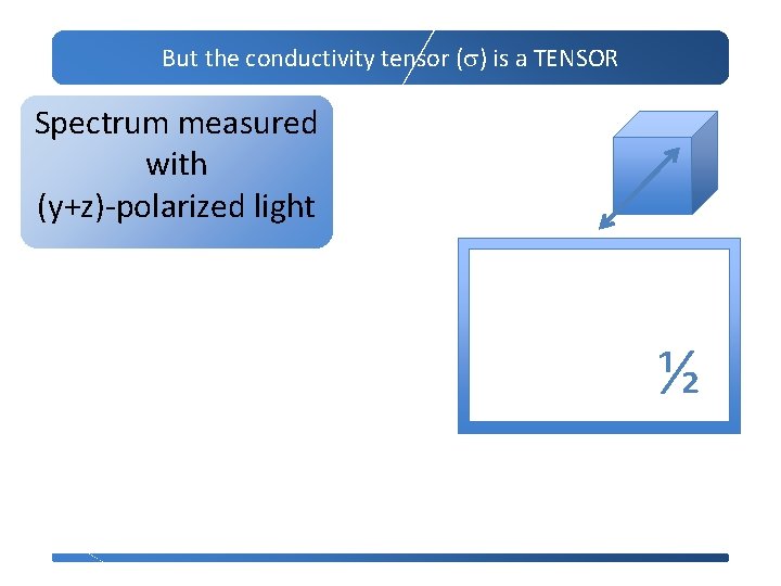 But the conductivity tensor (s) is a TENSOR Spectrum measured with (y+z)-polarized light ½