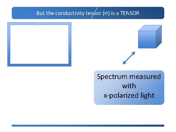 But the conductivity tensor (s) is a TENSOR Spectrum measured with x-polarized light 
