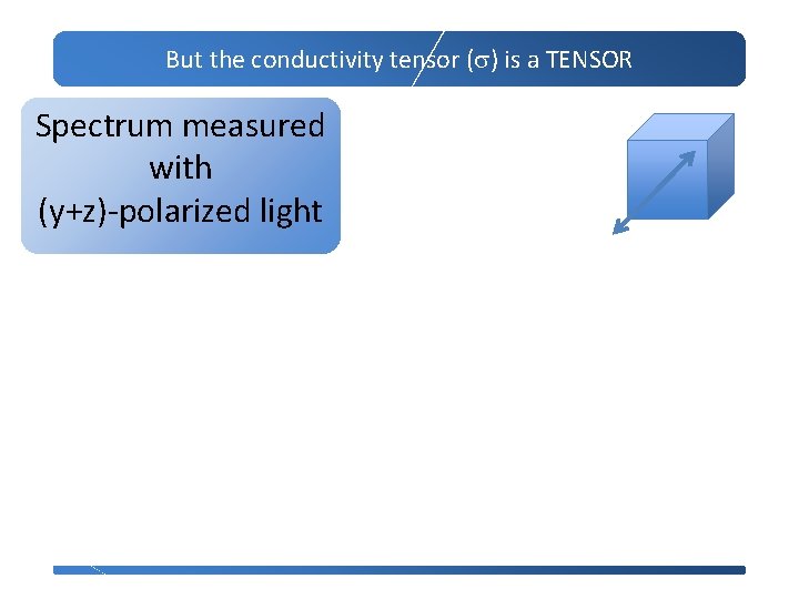 But the conductivity tensor (s) is a TENSOR Spectrum measured with (y+z)-polarized light 