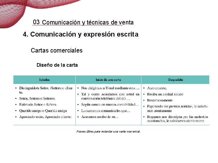 03 Comunicación y técnicas de venta 4. Comunicación y expresión escrita Cartas comerciales Diseño